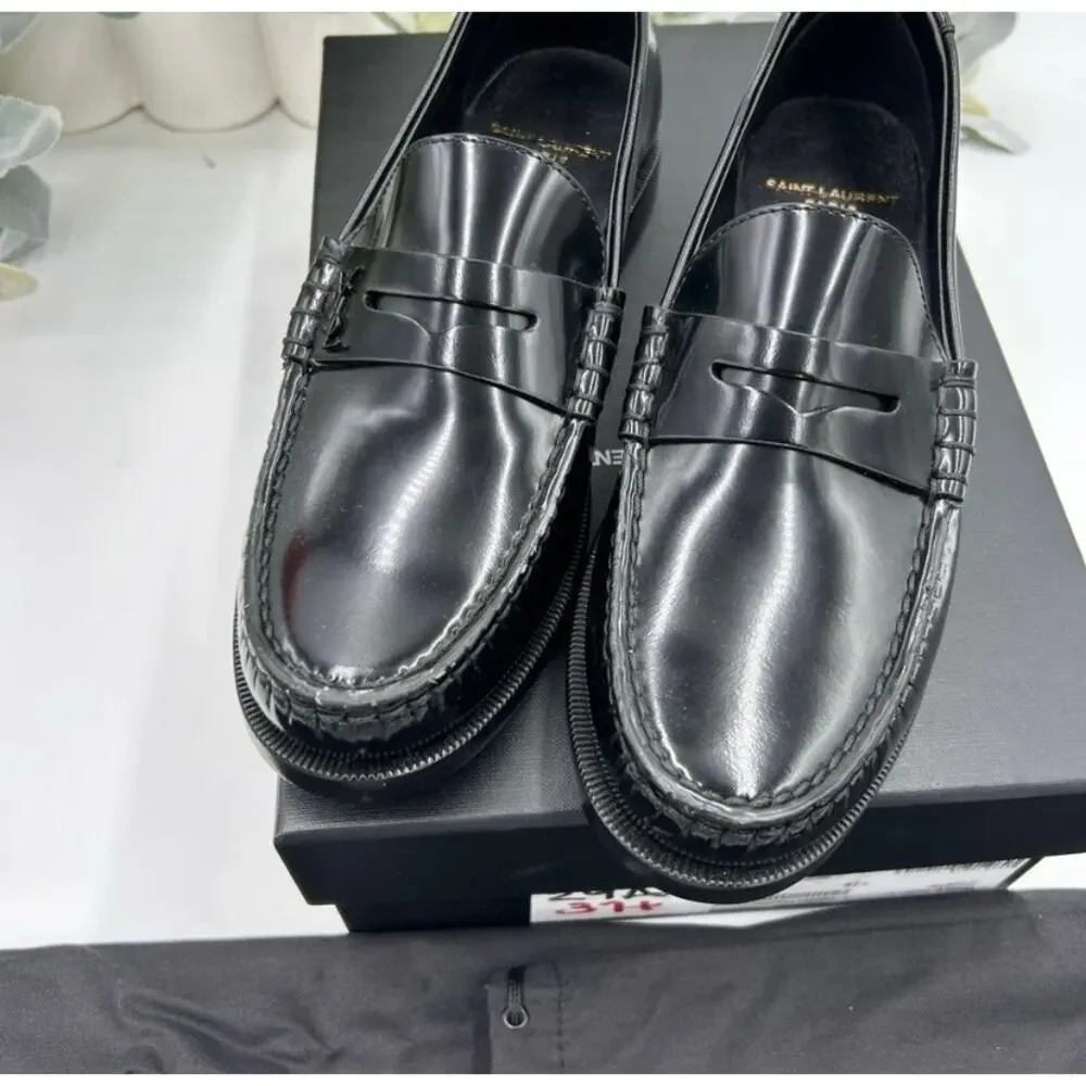 SOLD Women's Saint Laurent leather penny loafers size 37.5 made in Italy - Picture 12 of 13